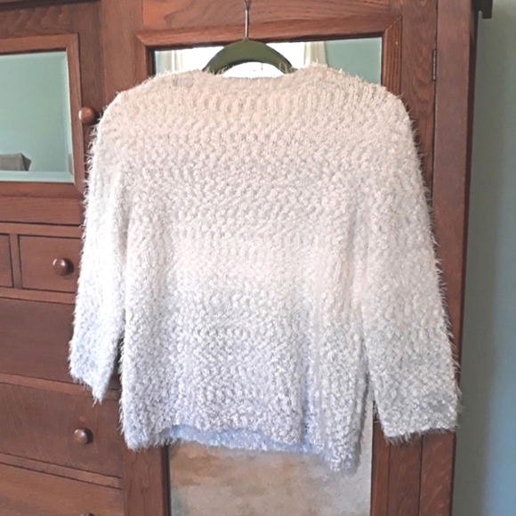 Silky Soft White Ombre Sweater 3/4 sleeve PM - Picture 3 of 6